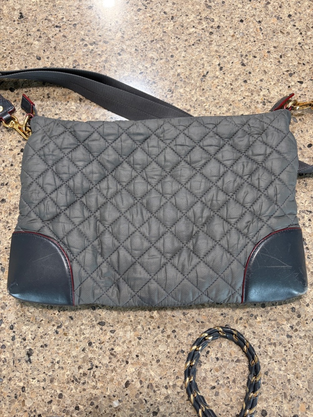 MZ Wallace Quilted Crossbody in Charcoal with Black Trim - Picture 5 of 13